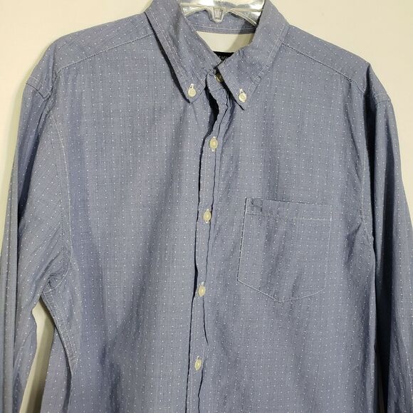 American Eagle Outfitters Men's Shirt Medium Polka Dot Button Down Blue Pocket - Picture 3 of 12